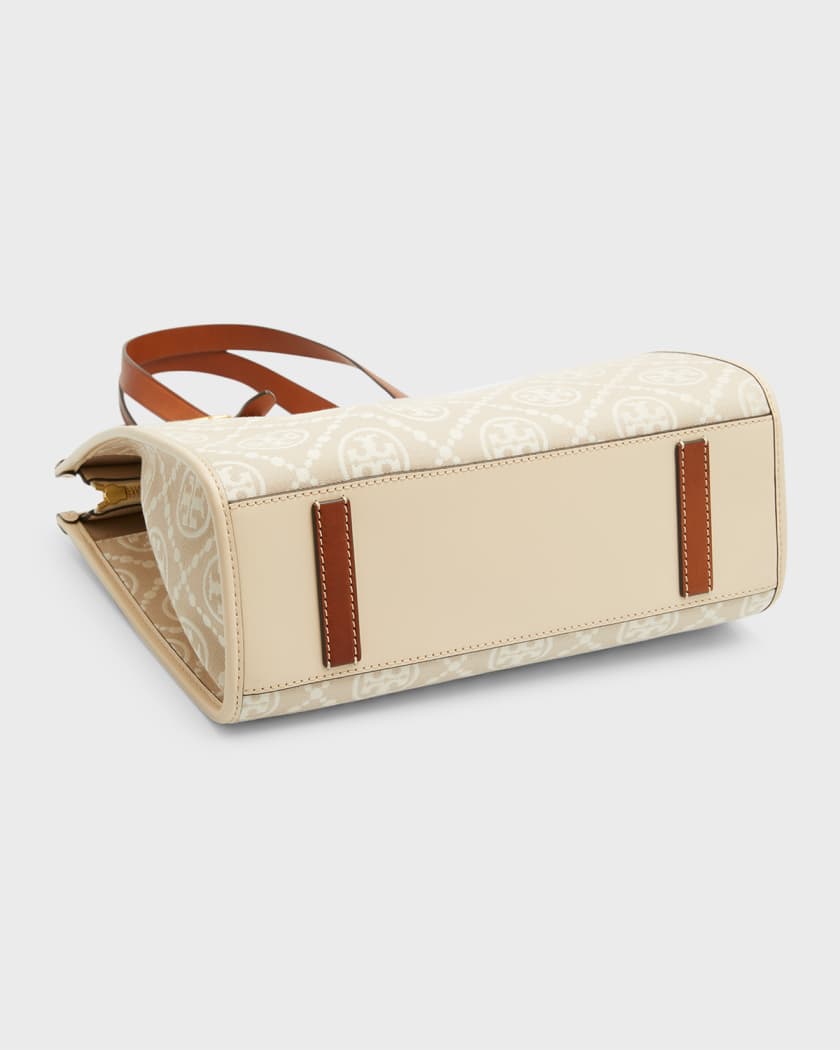 Tory Burch T Monogram Small Canvas Tote Bag Ivory