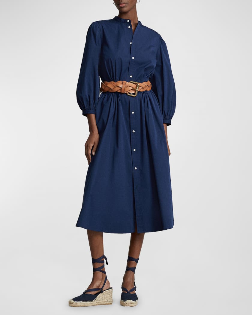 Polo Ralph Lauren Cotton Broadcloth Midi Dress | Neiman Marcus