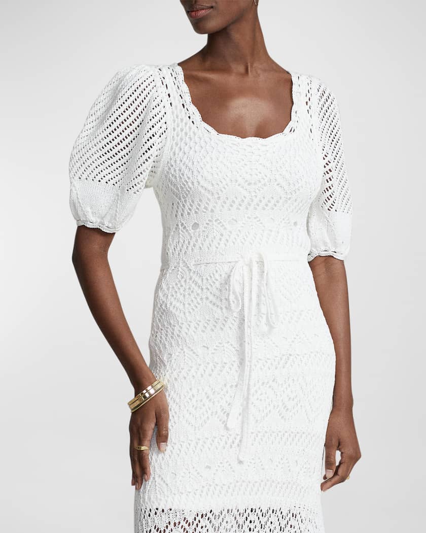 Polo Ralph Lauren Pointelle-Knit Cotton Dress | Neiman Marcus