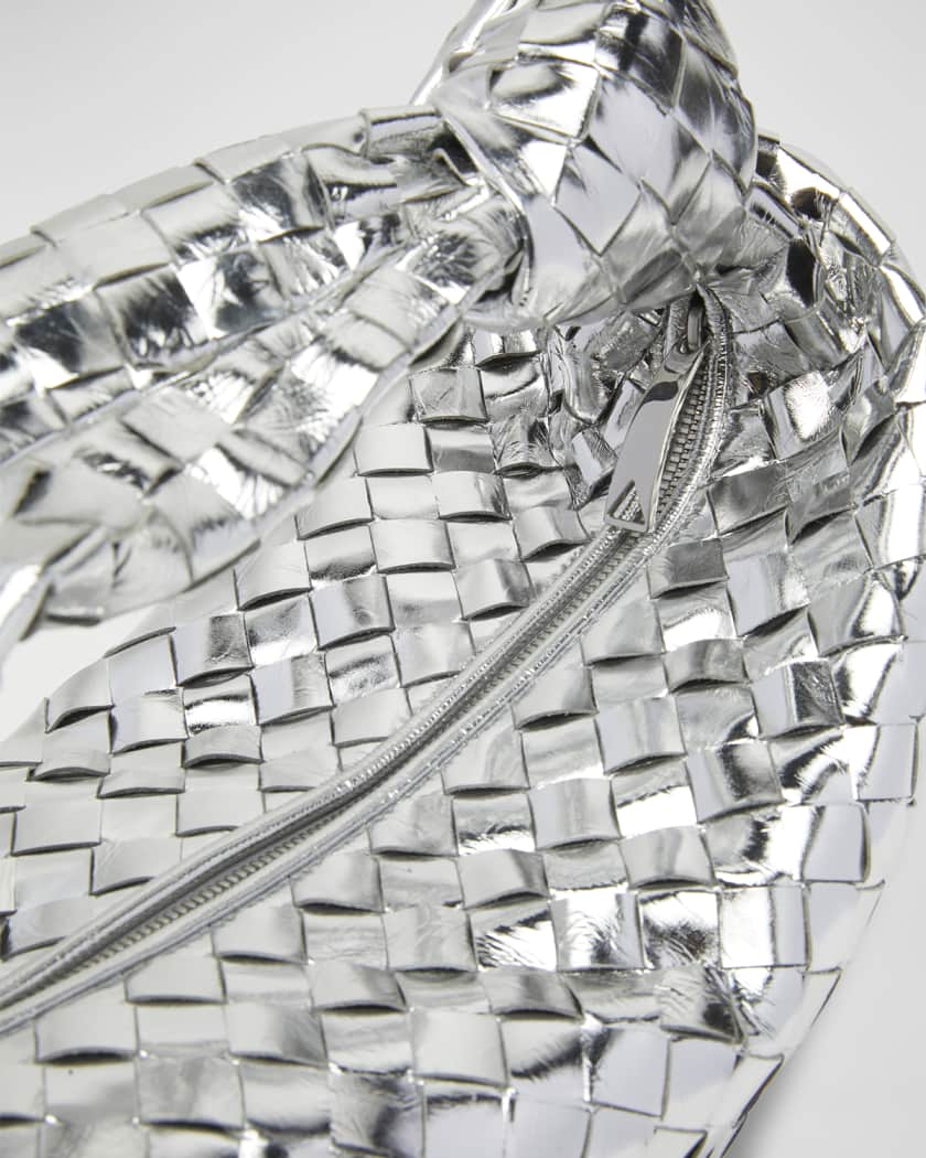 Bottega Veneta Unisex Metallic Teen Jodie Handbag in Silver