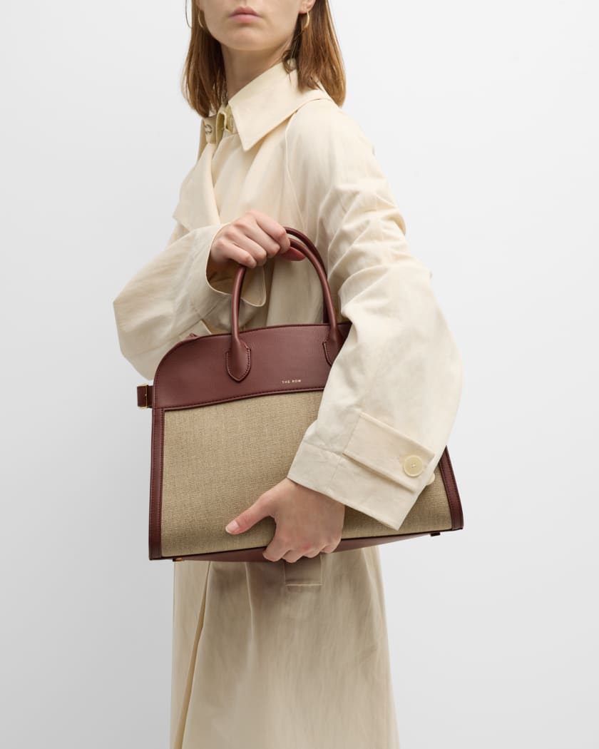 The Row Margaux 15 Top-Handle Bag in Canvas and Leather