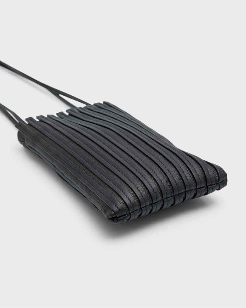 THE ROW Bourse Phone Case in Striped Leather with Strap | Neiman
