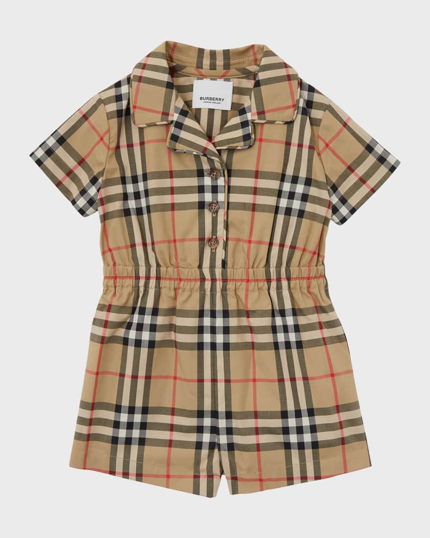 Burberry Girl's Meredith Vintage Check-Print Jumpsuit, Size 12M-2