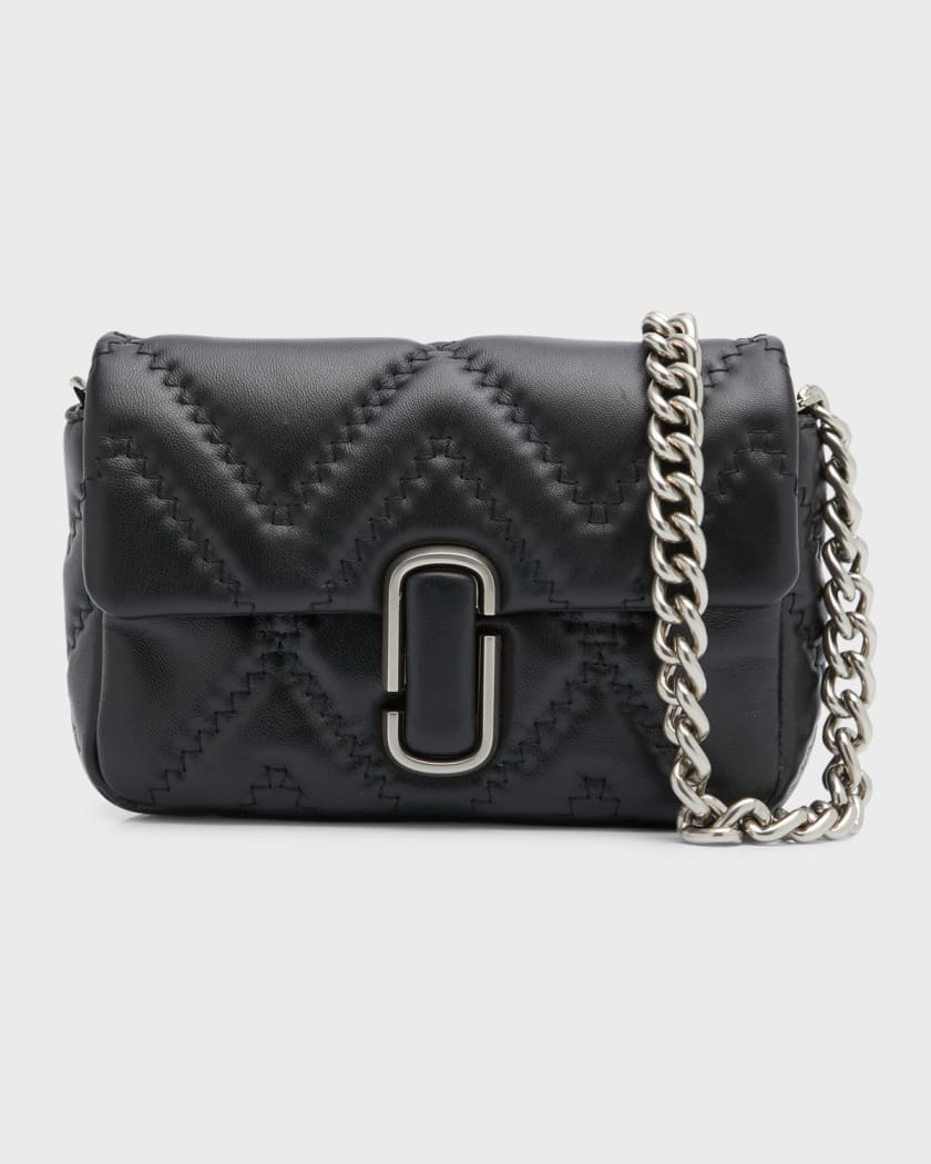 White Quilted Leather-Look Chain Strap Cross Body Bag
