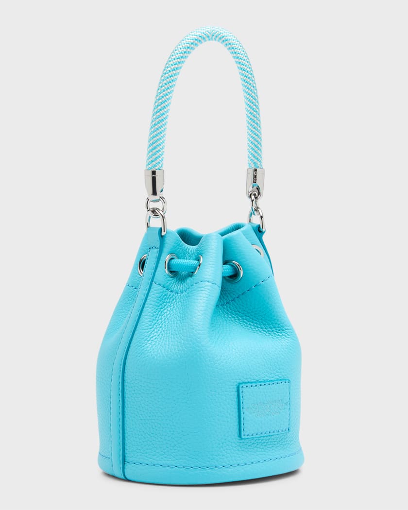 Leather bucket bag with embossed design