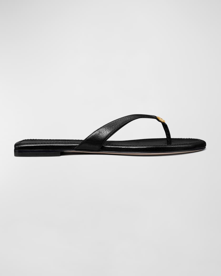 Tory Burch Miller Soft Flip Flop Sandal Black Patent Leather Women 9