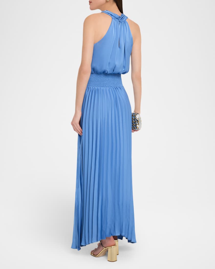 Arina Pleated Halter Midi Dress