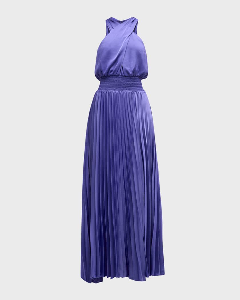 Ramy Brook Arina Pleated Halter Midi Dress Neiman Marcus