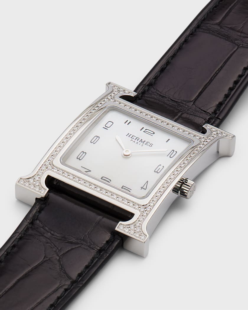 Hermes h watch with diamonds hot sale