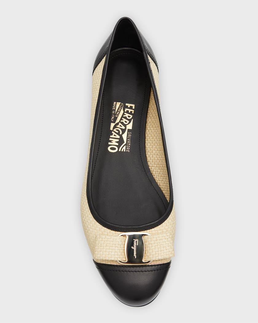 Ferragamo Black Vara Bow Slingback Ballerina Flats