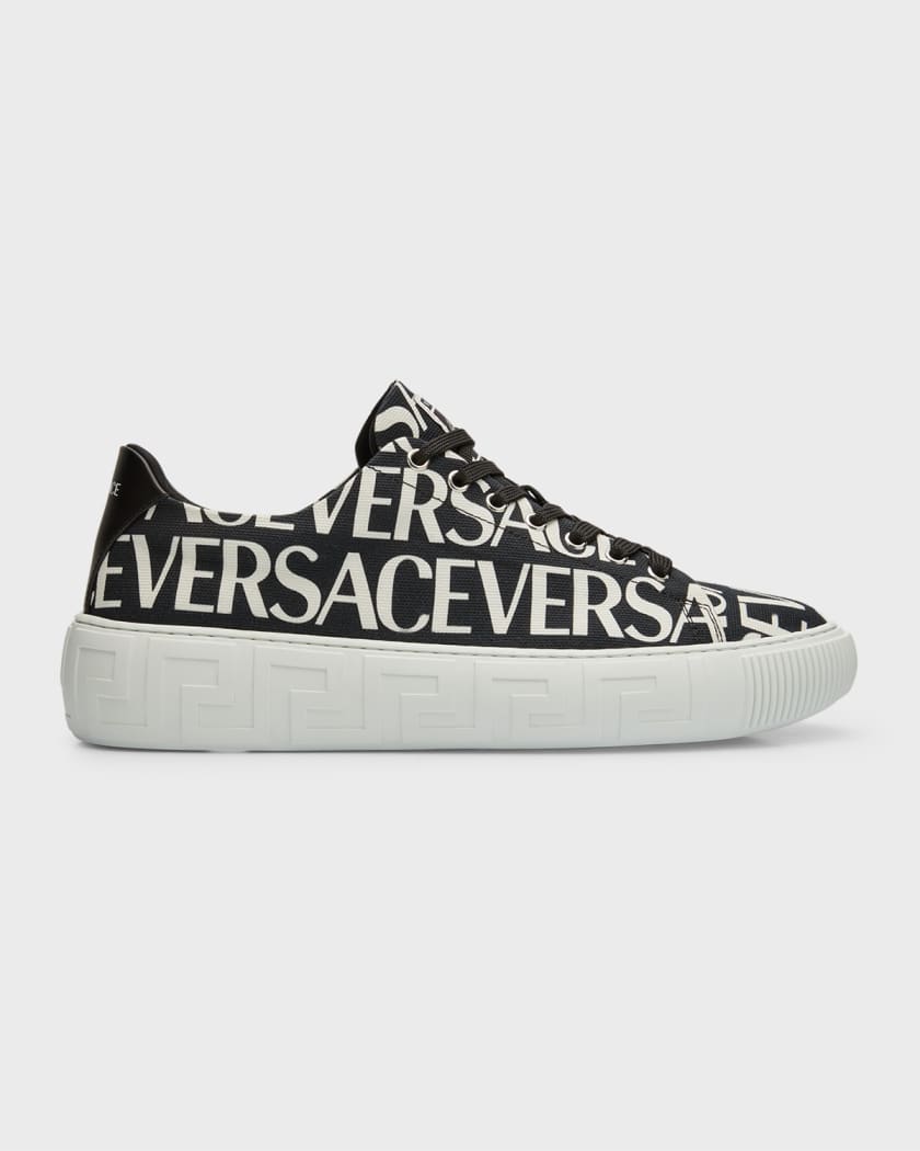 Versace Men's Allover Logo Low-Top Sneakers | Neiman