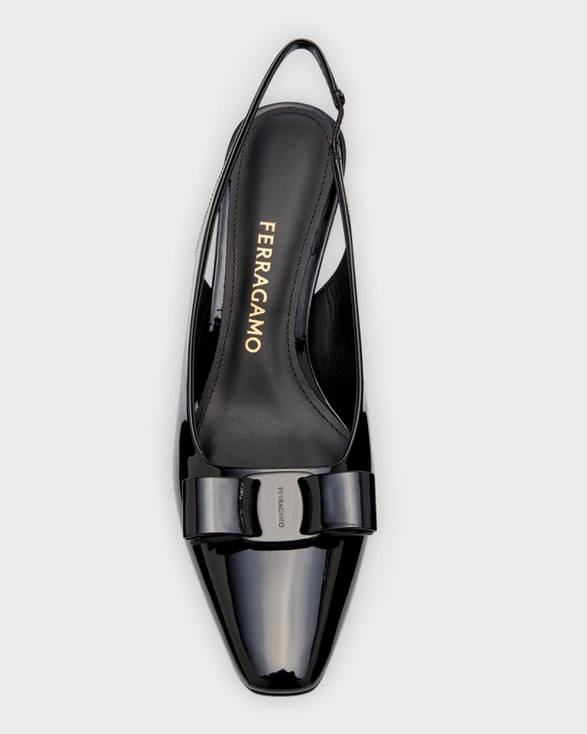 Anz Patent Bow Slingback Pumps