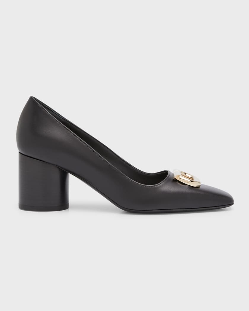 Ferragamo Pania Leather Medallion Pumps