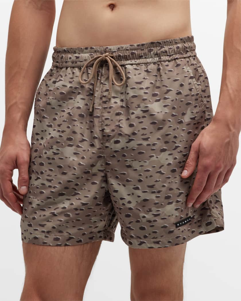 mens leopard swim trunks