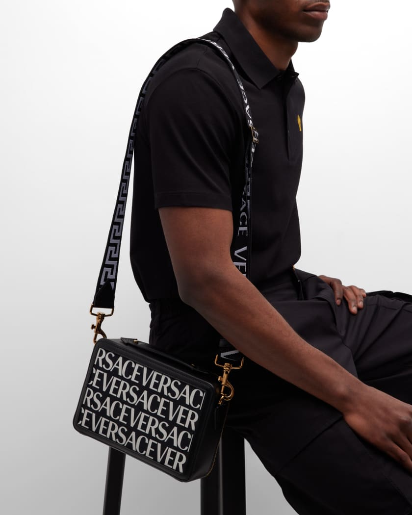 Versace Allover Logo Printed Crossbody Bag