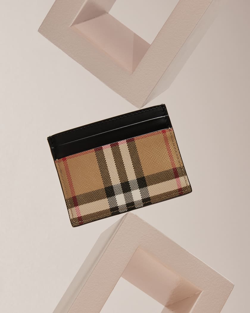 BURBERRY Vintage check and leather card case