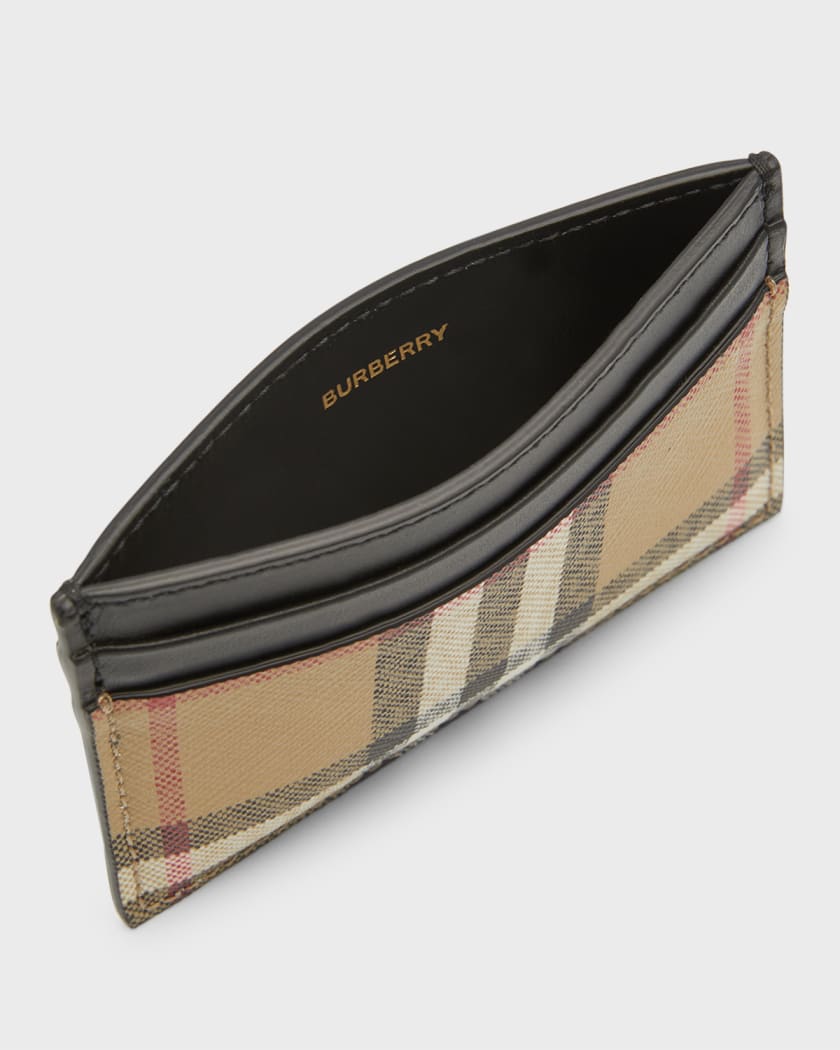 Burberry Kier Check E-Canvas & Leather Card Case