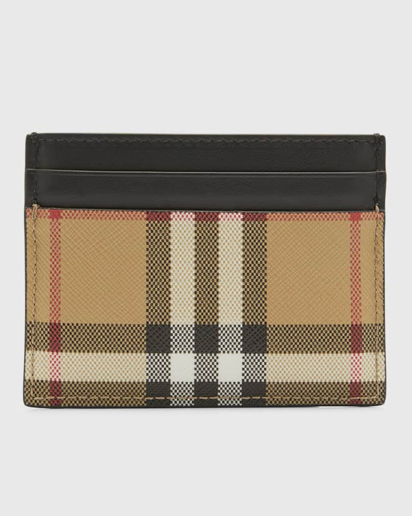 Burberry Kier Check E-Canvas & Leather Card Case