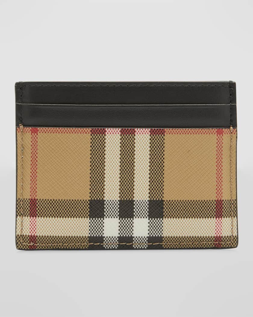 Burberry Black/Beige Vintage Check Canvas and Leather Card Case