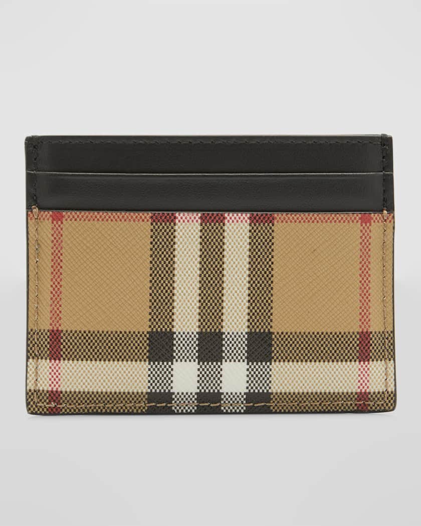 BURBERRY Checked canvas and leather cardholder