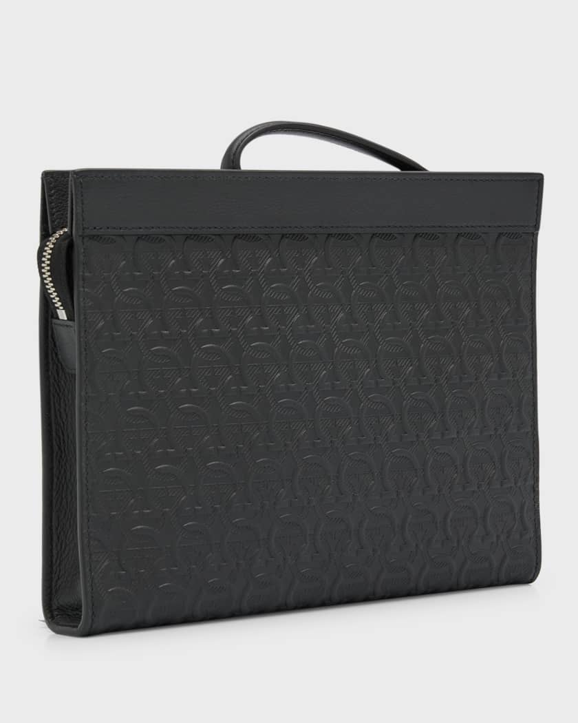 Ferragamo Men's Leather Gancini Business Briefcase - Bergdorf Goodman