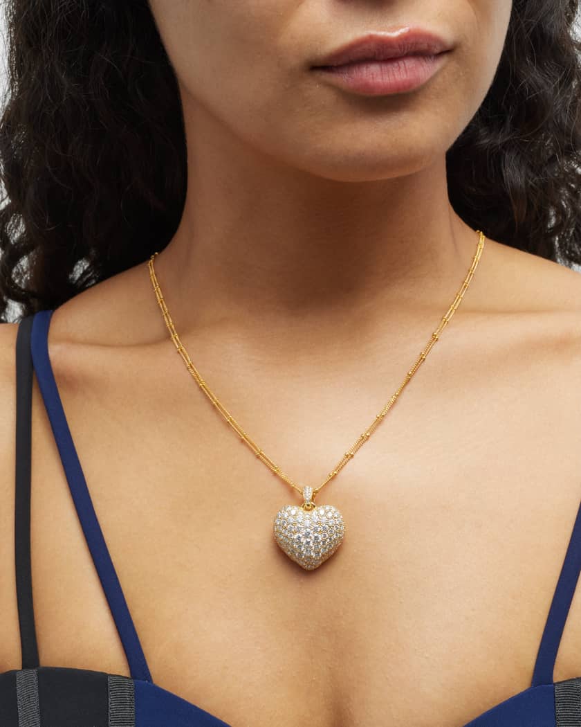 18k Gold Double-Chain Heart Pendant Necklace