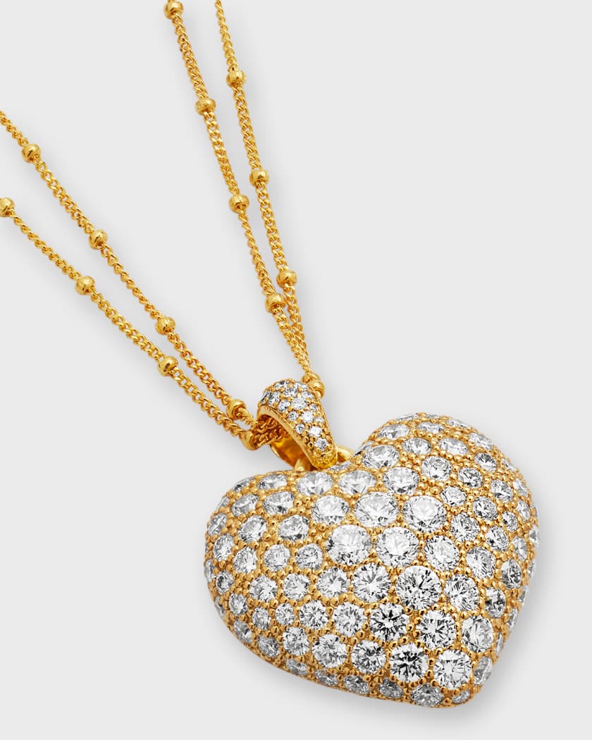 Neiman Marcus Diamonds 18k Gold Double-Chain Heart Pendant