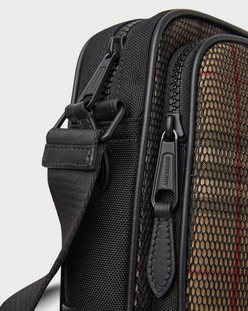 Men's Freddie Mesh Check Crossbody Bag