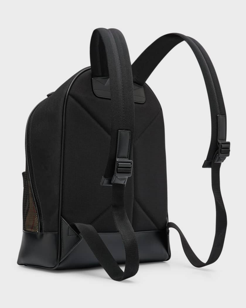 Burberry Check And Mesh Backpack in Black for Men