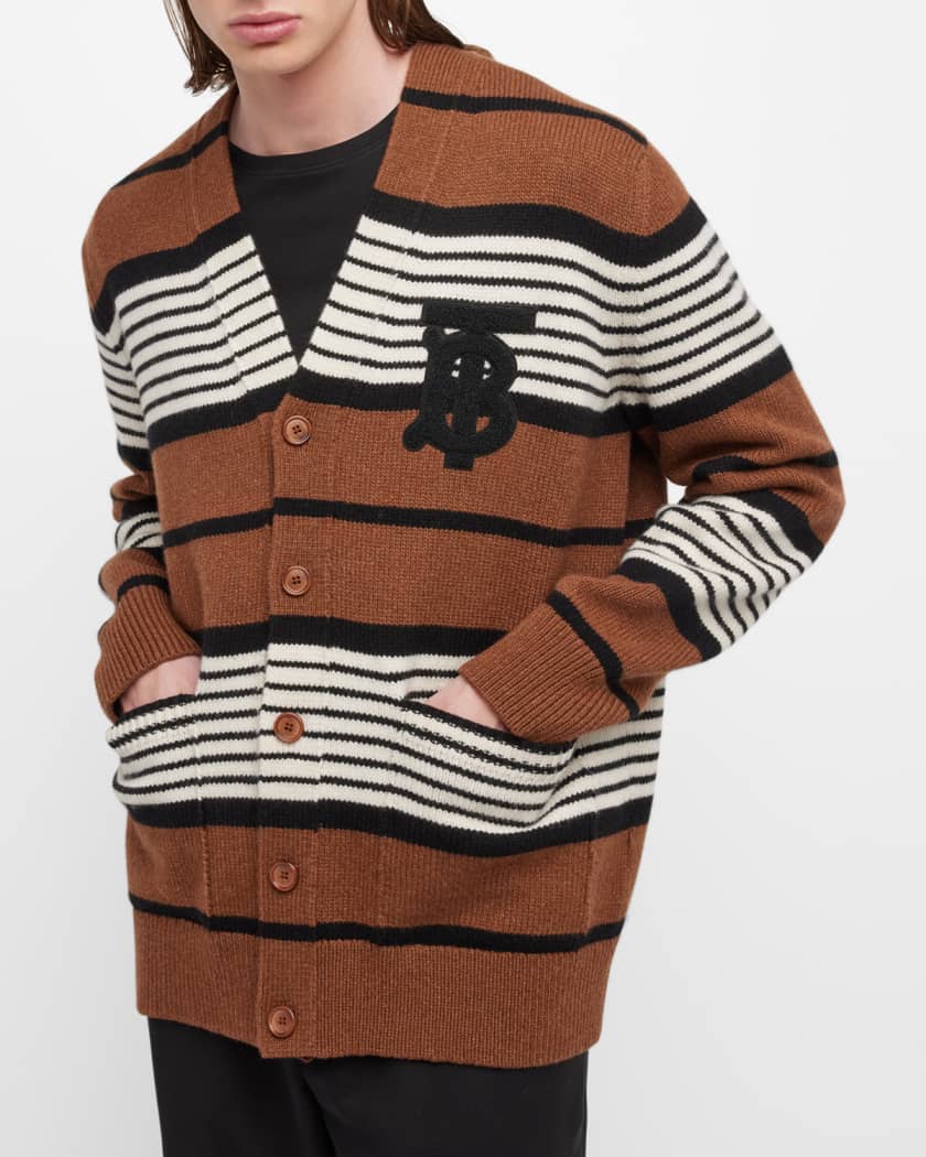 Burberry Men's TB Striped Knit Cardigan | Neiman Marcus