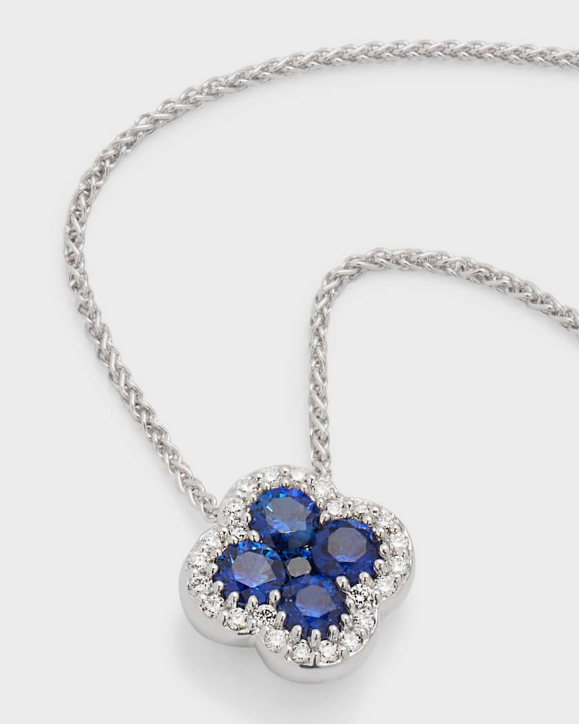 18k White Gold Diamond and Sapphire Pendant Necklace, 18"L, 0.80tcw