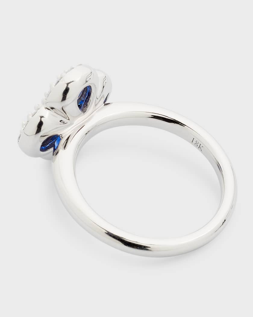 Neiman Marcus Diamonds 18K Blue Sapphire and Diamond Flower Ring