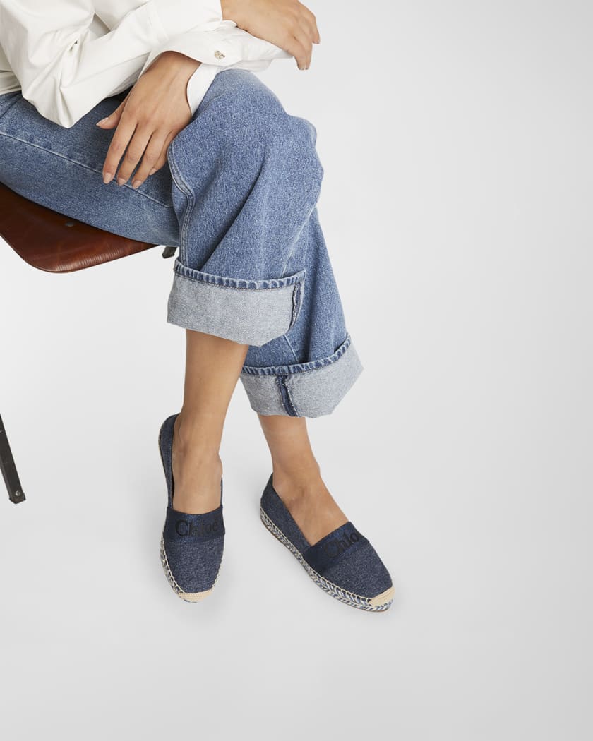 Piia Denim Espadrille Wedges in Blue - Chloe