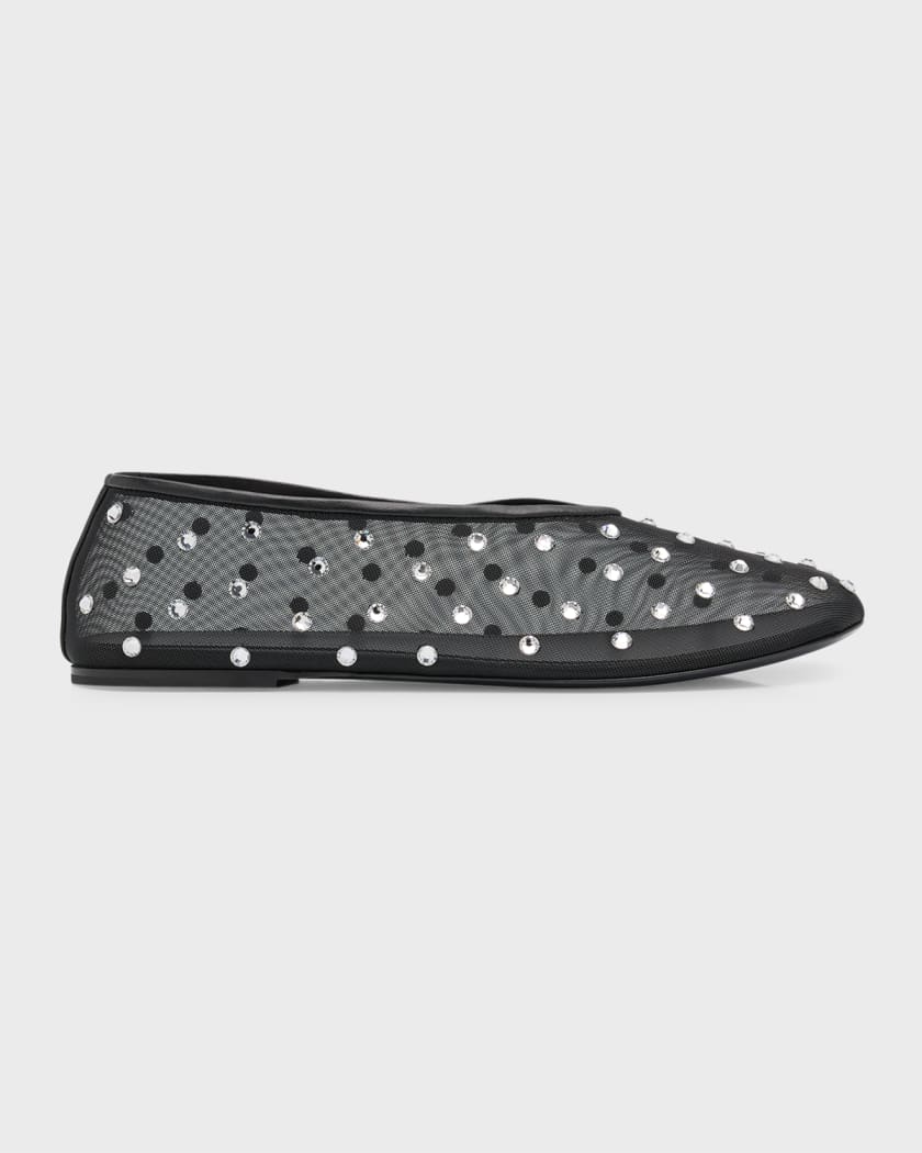 Khaite Marcy Crystal Mesh Evening Ballerina Flats Neiman Marcus