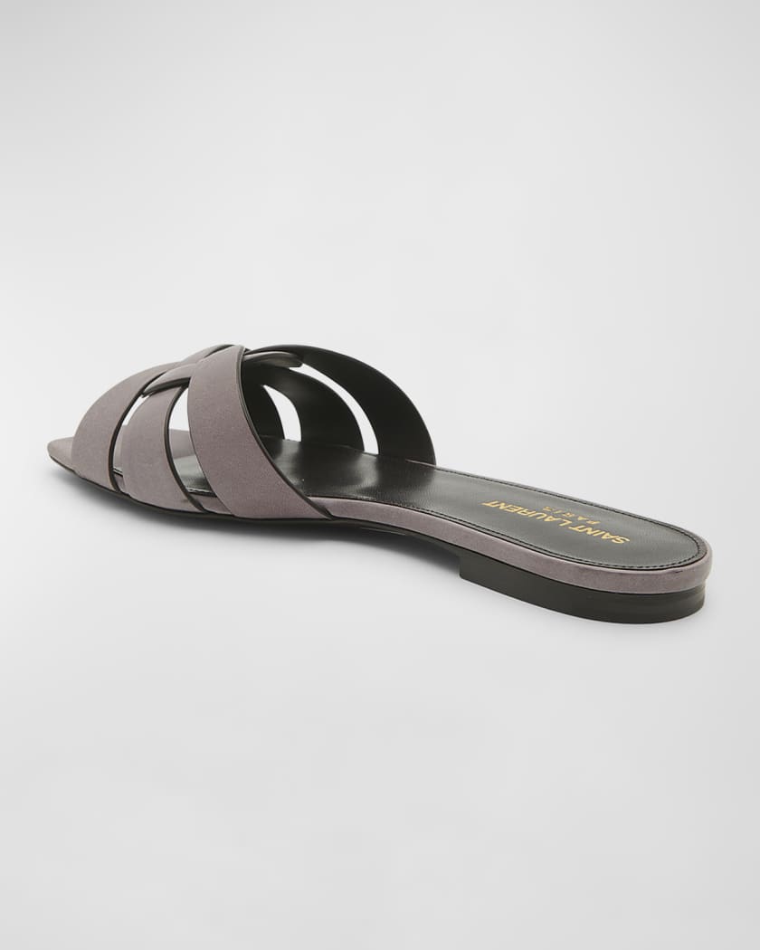 Saint Laurent Nu Pieds Woven Suede Flat Sandals Neiman Marcus