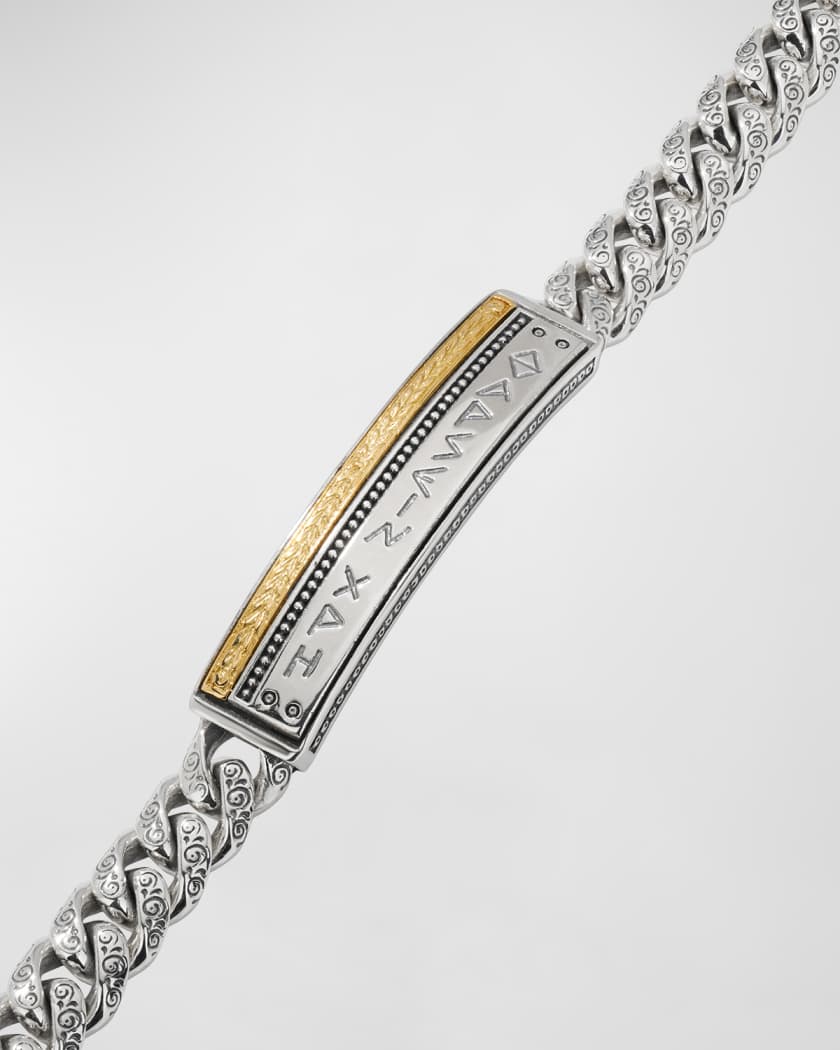 Konstantino Two-Tone Filagree Engraved Station Bracelet