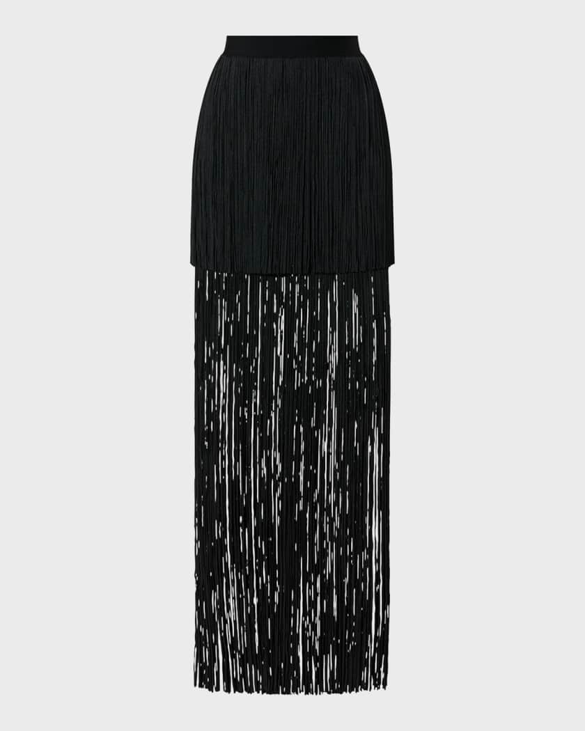 完売品22AW mediam Fringe Maxi Skirt green