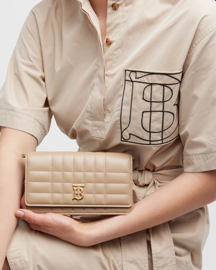 Burberry Lola Check-Quilted Leather Clutch Bag