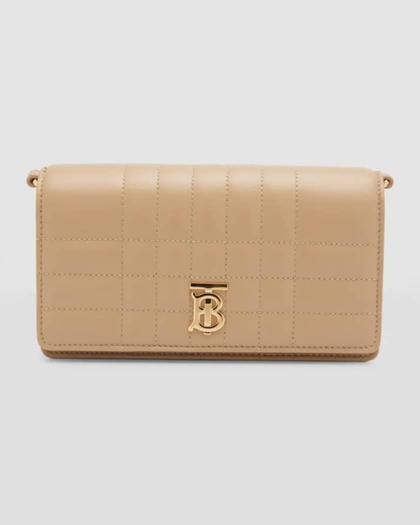 BURBERRY: Lola quilted leather bag with monogram - Orange