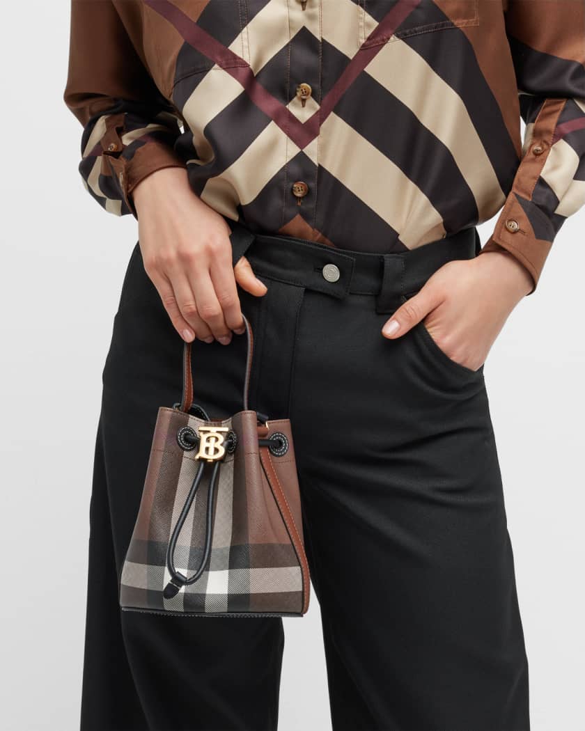 Burberry Check Drawstring Bucket Bag