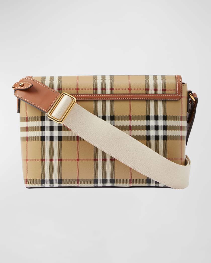 Burberry Note Check Flap Crossbody Bag