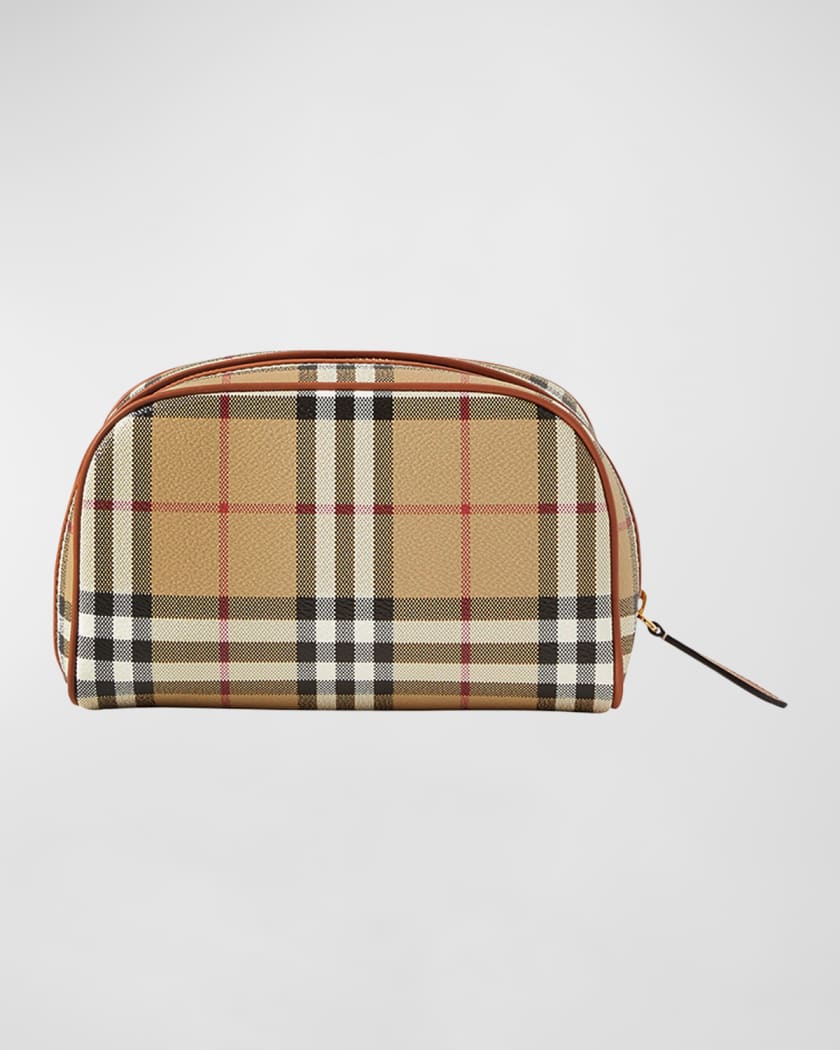 Checkered Pattern Zipper Makeup Bag