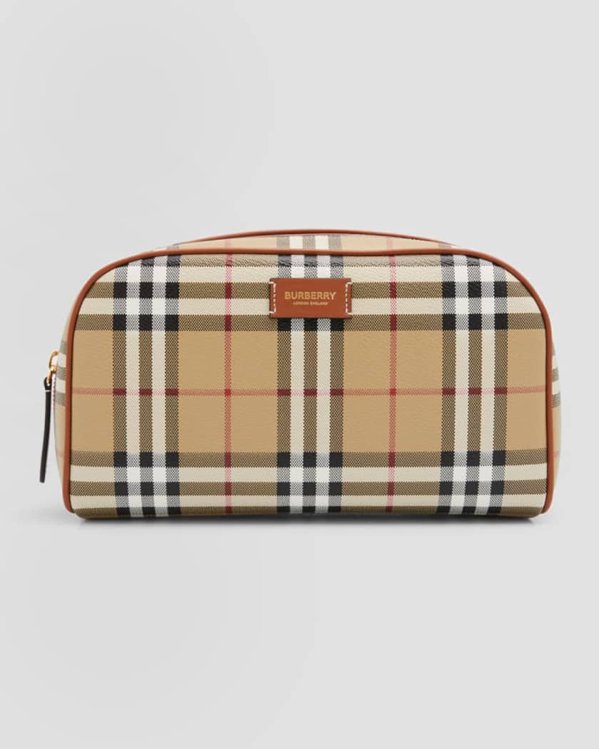 Checkered Pattern Zipper Makeup Bag