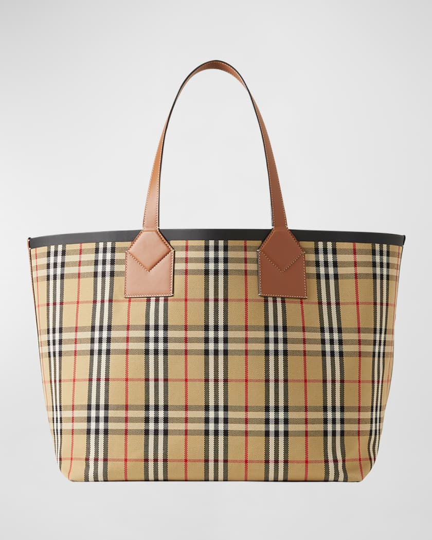 Burberry Heritage Large Check Canvas Tote Bag | Neiman Marcus