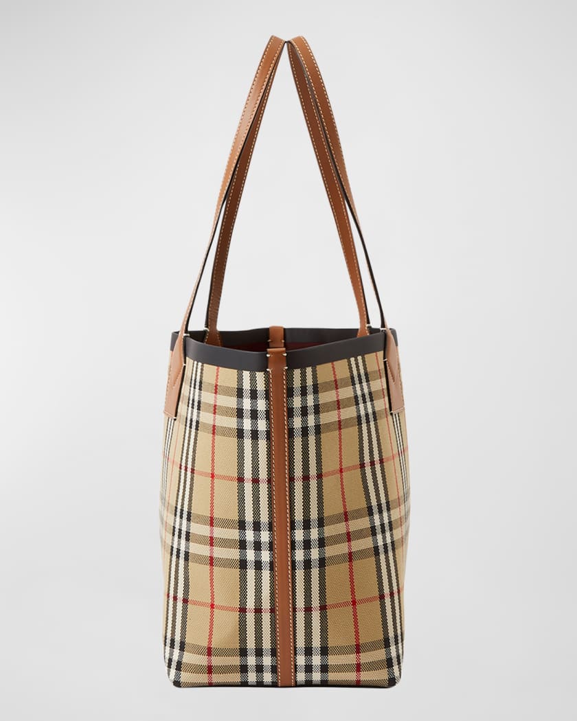 Burberry Check Medium Canvas Tote Bag in Multicoloured - Burberry