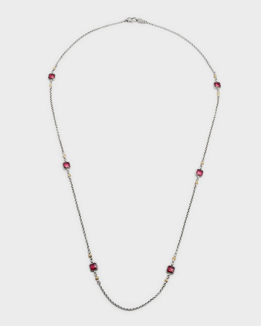 Red Spinel on Two-Tone Chain Necklace