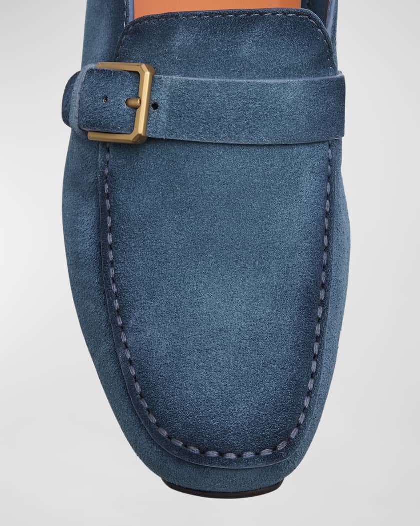 Santoni suede round-toe loafers - Blue