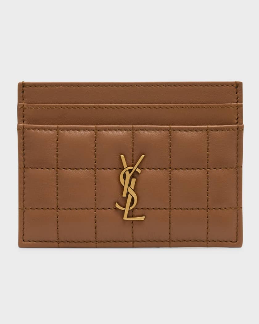 Saint Laurent Cassandra Ysl Quilted Lambskin Leather Card Holder, Fox, Women's, Small Leather Goods Card Cases & Card Holders