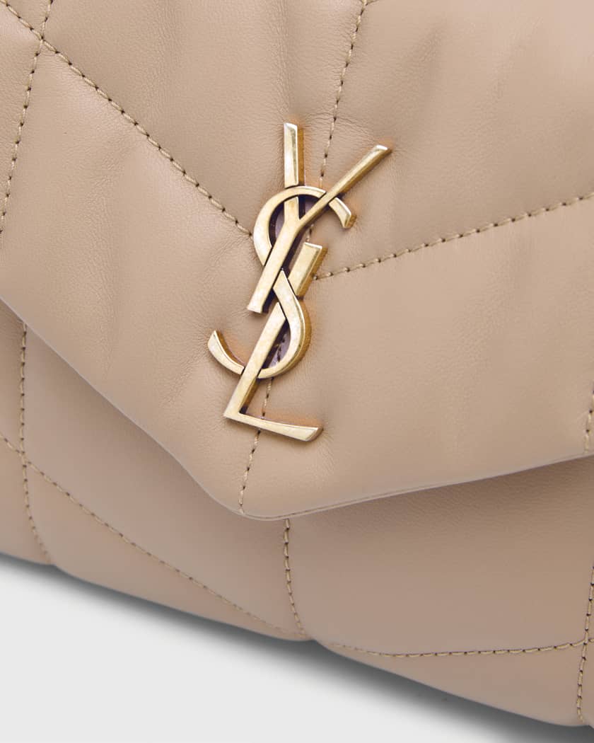 Saint Laurent Loulou Small Leather Shoulder Bag Dark Beige