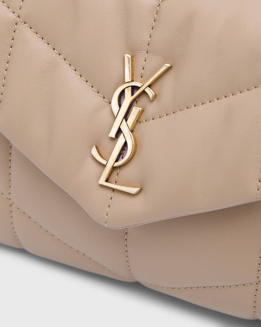 Saint Laurent Loulou Small Ysl Quilted Calfskin Flap Shoulder Bag, Dark Beige, Women's, Handbags & Purses Shoulder Bags